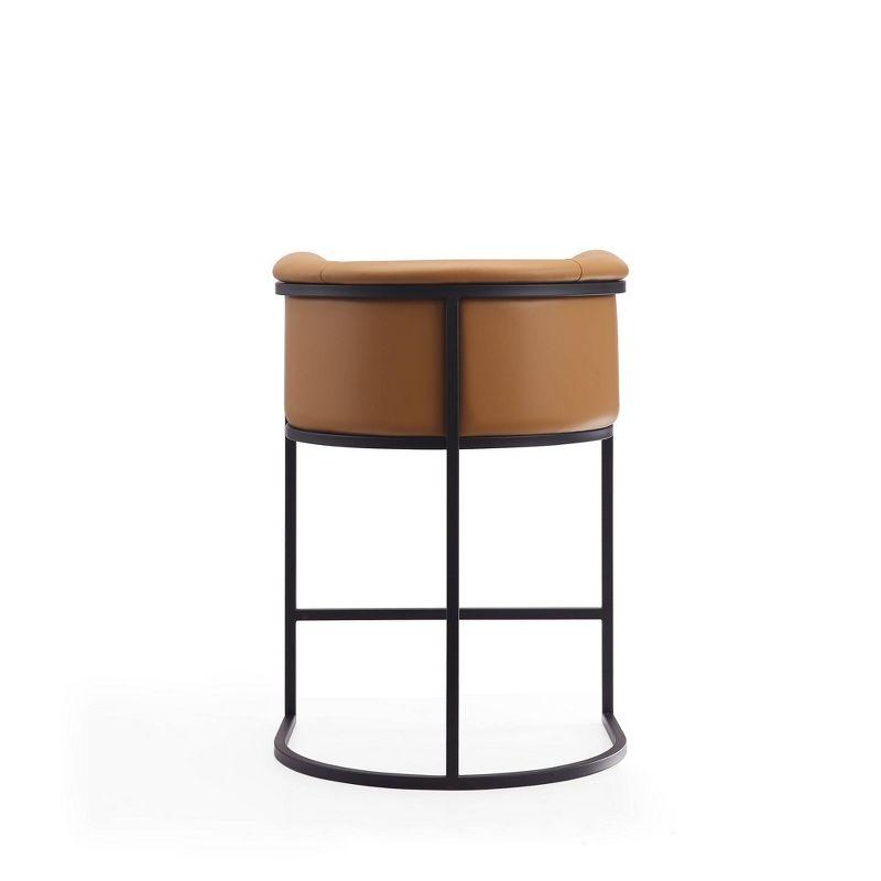 Cosmopolitan Metal Counter Height Barstool Camel - Manhattan Comfort: Upholstered, Low Back, Armrest, Footrest