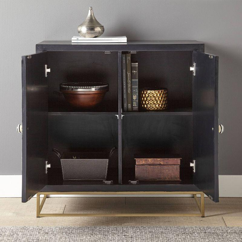 Steve Silver Co. 2 Doors Amika Sunburst Accent Cabinet Black/White: Modern Luxury Storage, Glossy Finish, No Assembly Required