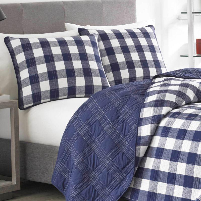 Lake House Plaid Reversible Quilt Set Blue - Eddie Bauer