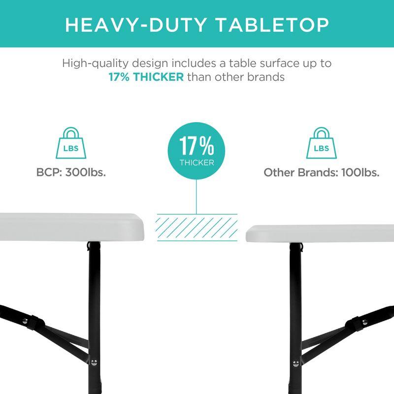 Best Choice Products 4Ft Plastic Folding Table, Indoor Outdoor Heavy Duty Portable W/ Handle, Lock For Picnic