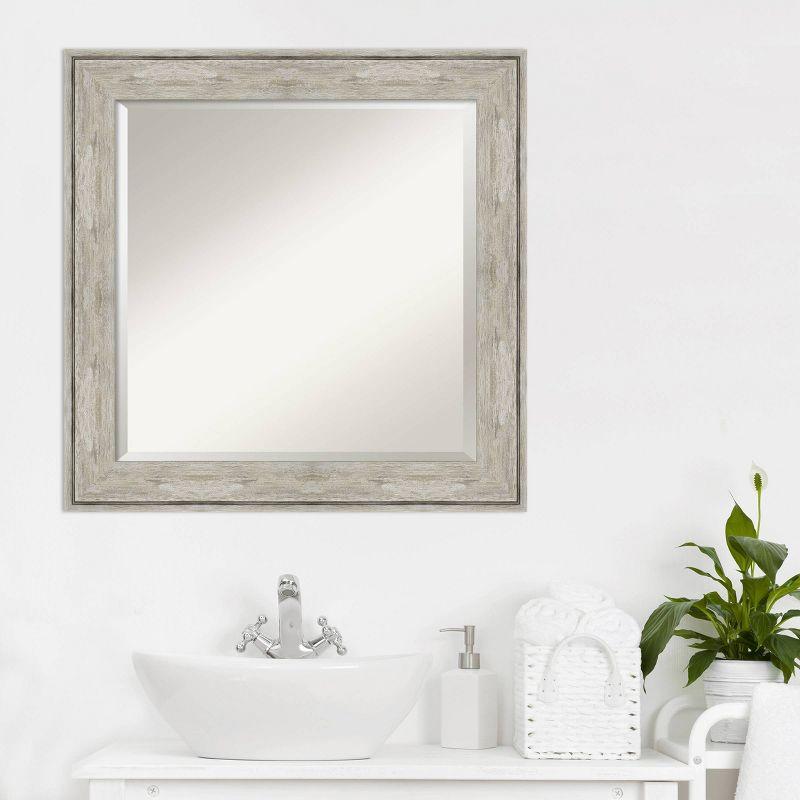 25" x 25" Crackled Framed Bathroom Vanity Wall Mirror Metallic - Amanti Art