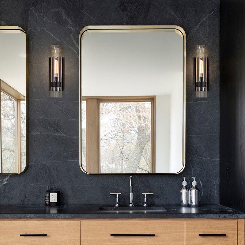 C Cattleya 1 Light Black Wall Sconce, Cylinder Glass Shade