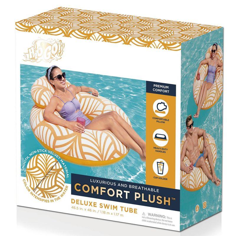 Bestway Bestway H2OGO! Comfort Plush Deluxe Swim Tube 46.5" x 46"  - Yellow & White, Inflatable Water Float, Built-In Cupholder