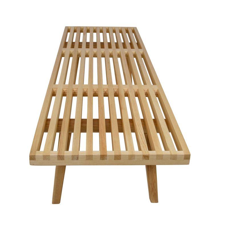 LeisureMod 48” Slatted Wood Bench with Durable Wooden Frame and Legs – Mid-Century Modern Style