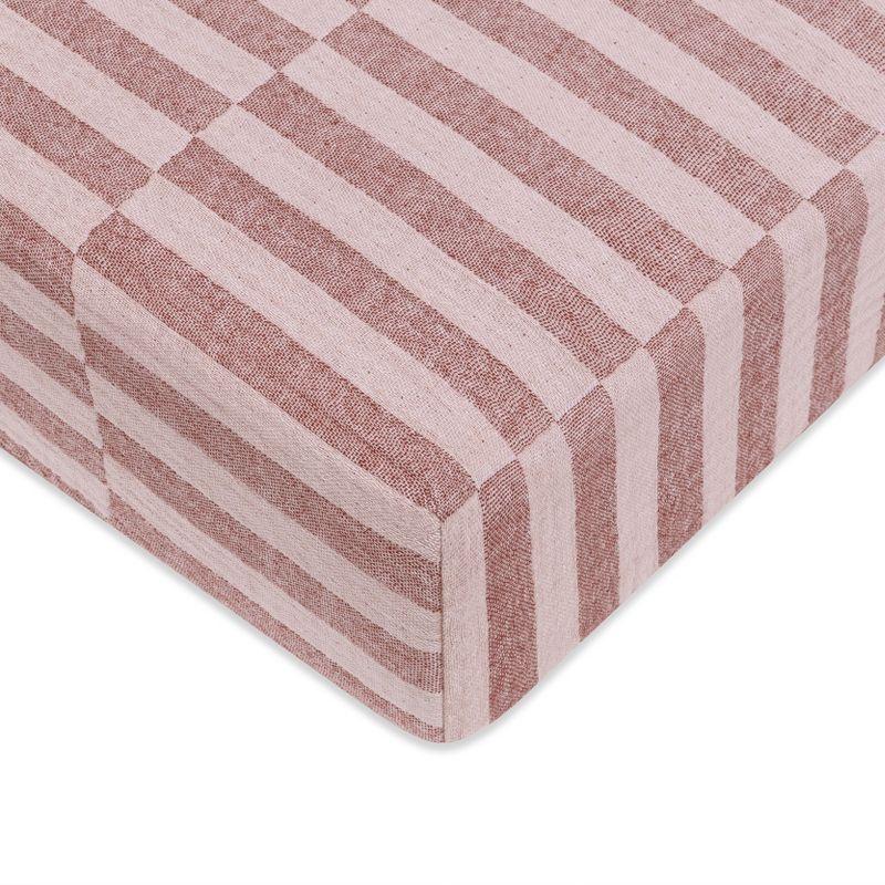babyletto Maroon Stripe Muslin Crib Sheet