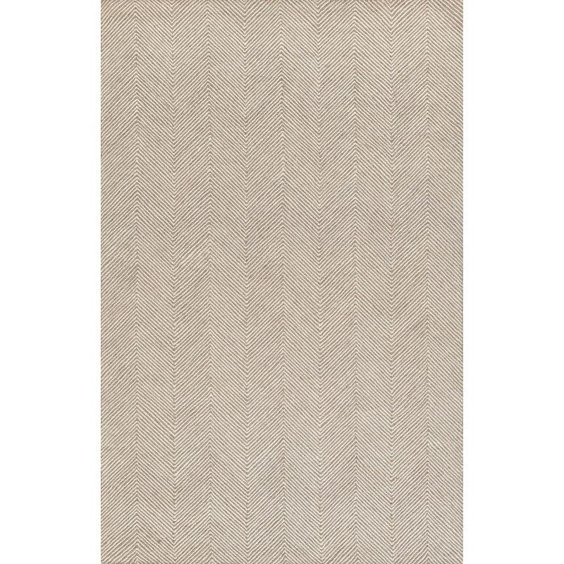 Momeni 9'x12' Charles Zig Zag Handtufted Area Rug Taupe: Wool, Low Pile, Indoor, Rectangle, Striped Pattern, Cotton & Latex Backing