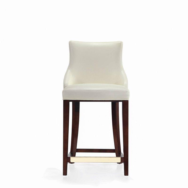 Ivory Leatherette Upholstered Counter Stool with Beech Wood Legs