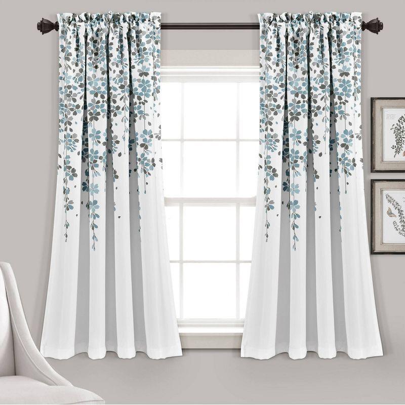 Weeping Flowers Polyester Room Darkening Curtain Pair