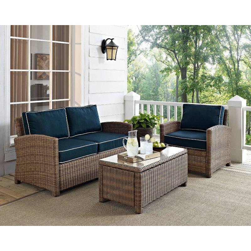 Bradenton 3-Piece Navy Wicker Outdoor Conversation Set