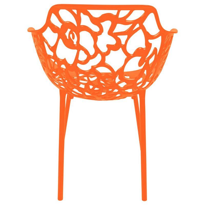 LeisureMod Devon Aluminum Stackable Outdoor Dining Armchair Set of 2, Orange