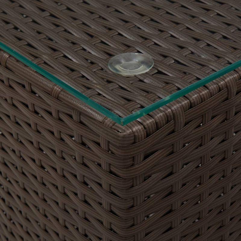 vidaXL Side Table with Glass Top Brown 13.8"x13.8"x20.5" Poly Rattan