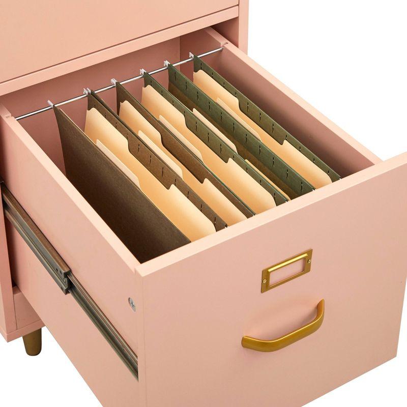Buylateral 2 Drawer Dixie Filing Cabinet Blush Pink: Modern Vertical Storage, MDF Construction, 33"H x 15"W