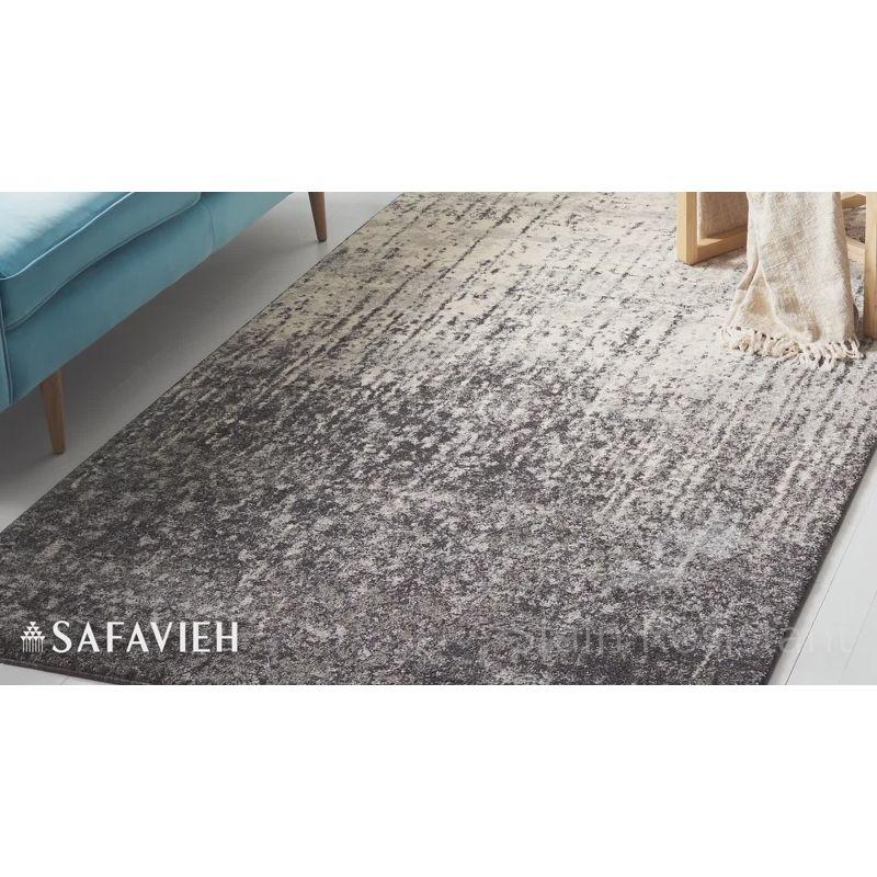 Abstract Shag Black Synthetic 2'3" X 7' Hand-Knotted Runner Rug