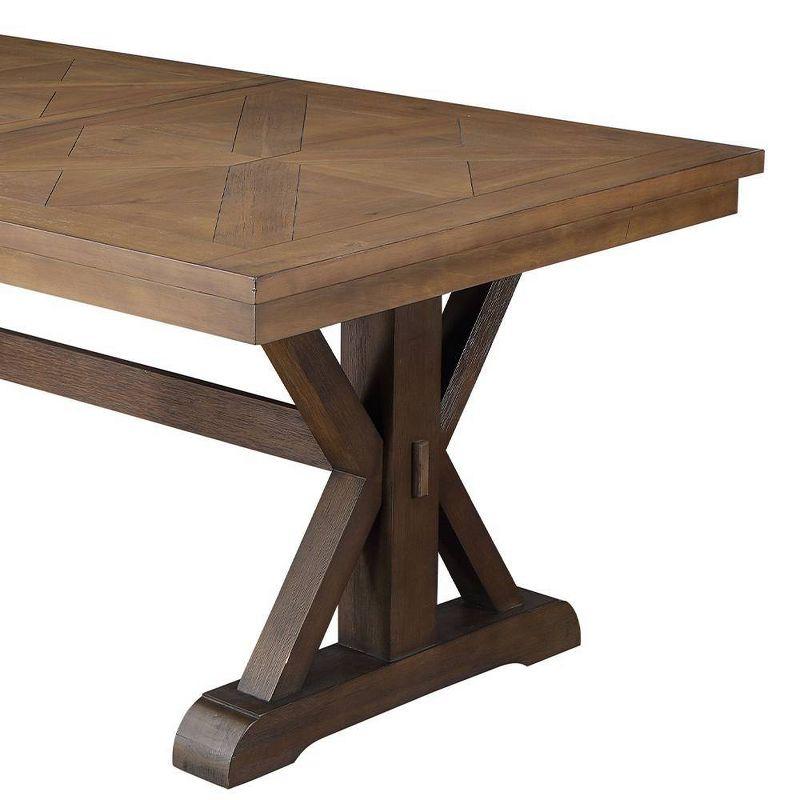 Pascaline 72-96" Dining Tables Gray Fabric, Rustic Brown and Oak - Acme Furniture