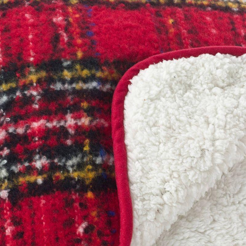 50"x60" Sevan Faux Mohair Design Throw Blanket Red - Saro Lifestyle: Cozy Plaid Acrylic, Machine Washable