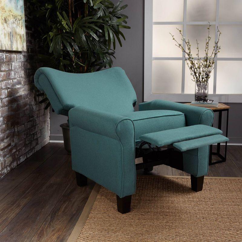 Thalia Traditional Fabric Recliner Dark Teal - Christopher Knight Home: Upholstered Polyester Chair, 90 Day Warranty