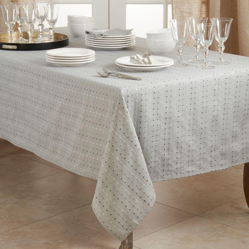 Saro Lifestyle Solid Color Tablecloth With Stitched Line Design