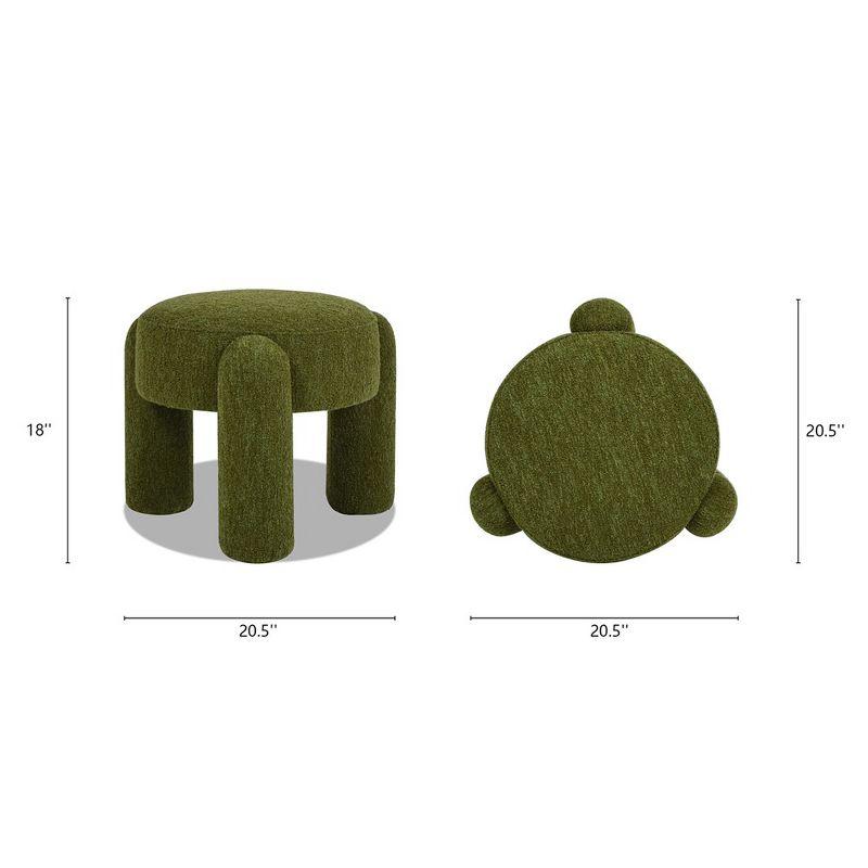 Jennifer Taylor Home Hugo 20.5" Round Fully Upholstered Ottoman, Moss Green Boucle