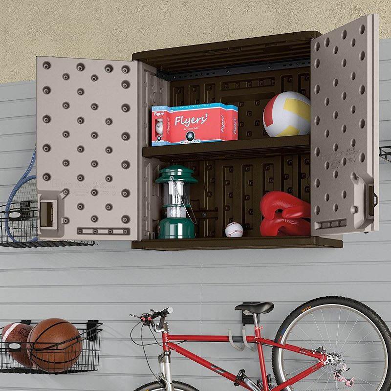 Platinum and Slate Lockable Resin Garage Storage Cabinet