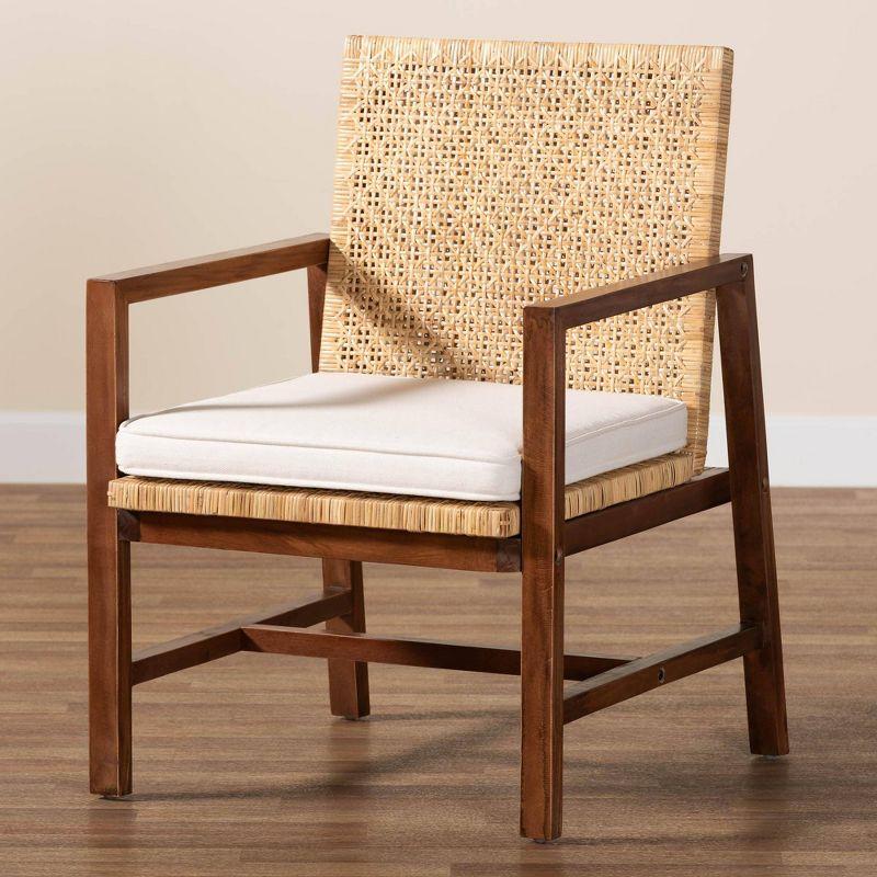 bali & pari Lovina Rattan and Acacia Wood Arm Chair Light Honey/Light Brown