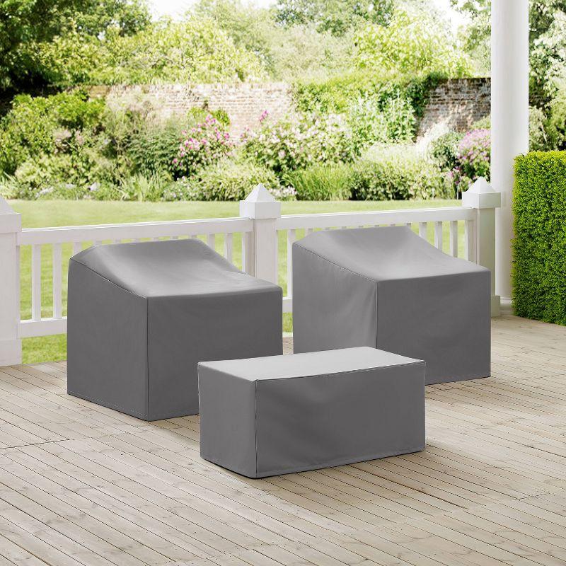 Crosley 3pc Furniture Cover Set, Two Chairs and Coffee Table, Gray: PVC & Polyester, Waterproof, Scratch-Resistant