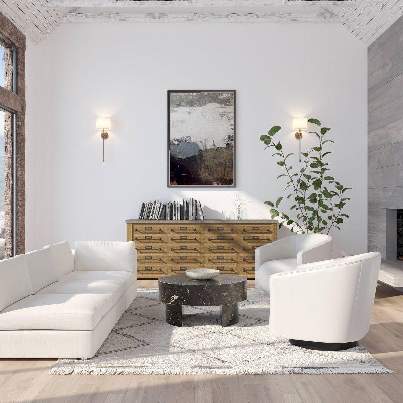 Comfort Pointe Gaven Wood Base Swivel Accent Chair Dove Gray: Faux Leather Upholstery, Foam-Filled, No Assembly Required
