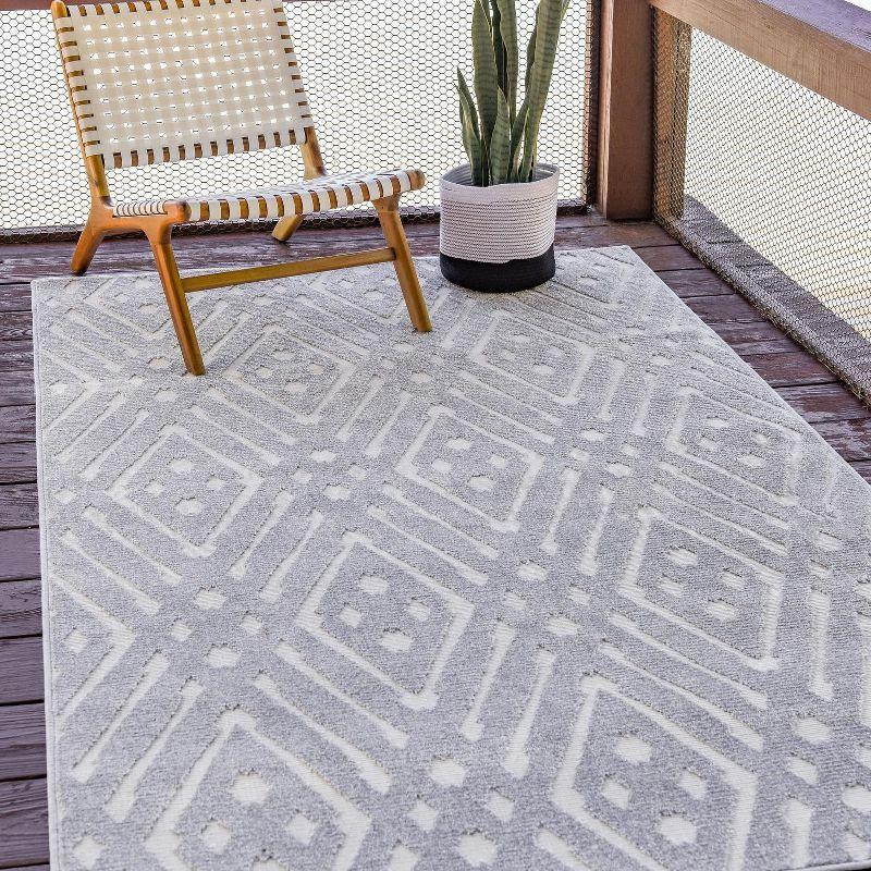 Sabrina Soto Geo-Gray Easy-Care 8' x 10' Outdoor Area Rug