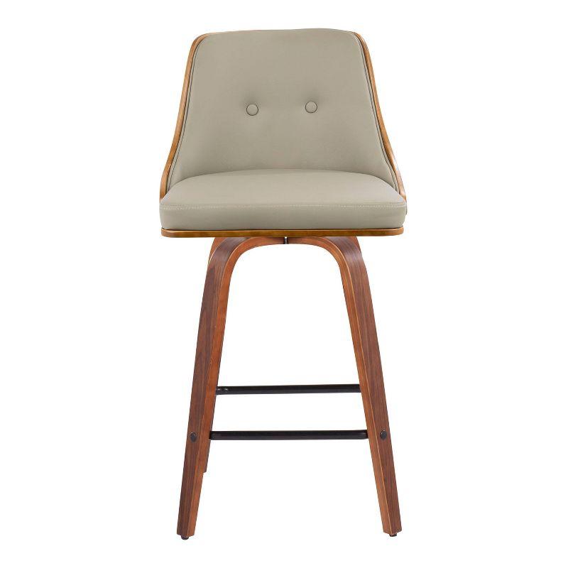 Set of 2 Gianna Upholstered Counter Height Barstools Light Gray/Walnut - Lumisource: Swivel, Wood Legs, Faux Leather