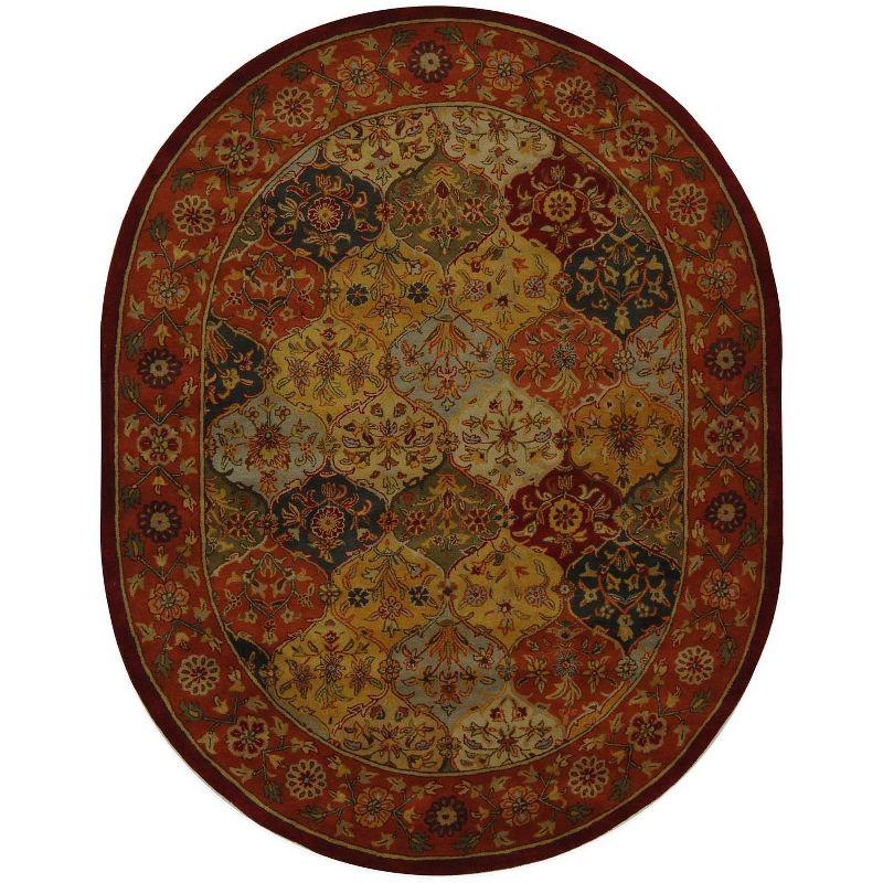 Heritage Multi-Red Oval Hand-Tufted Wool Area Rug 4'6" x 6'6"