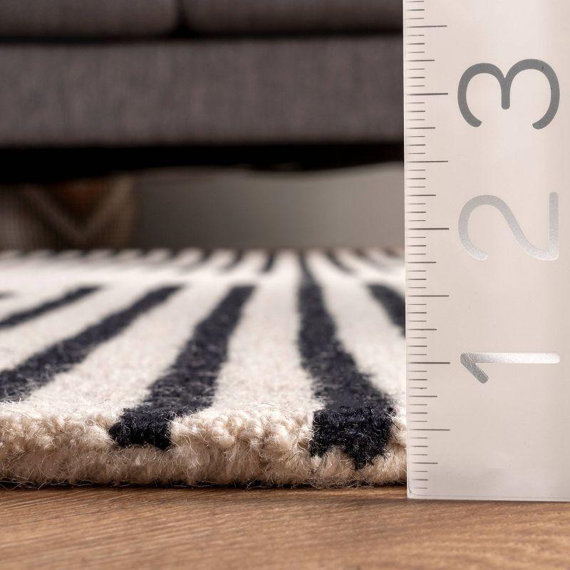 6'x9' Flynn Handmade Contemporary Wool Area Rug Ivory - nuLOOM: Geometric Pattern, Low Pile, Indoor Use, Canvas Backing