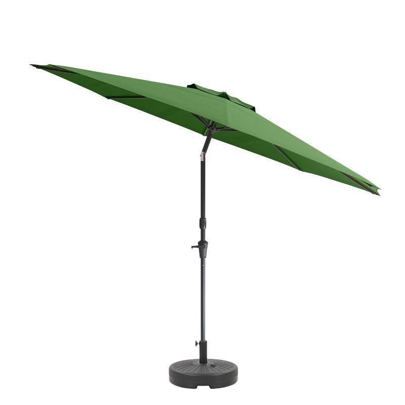 10' Green UV and Wind Resistant Tilting Patio Umbrella with Base