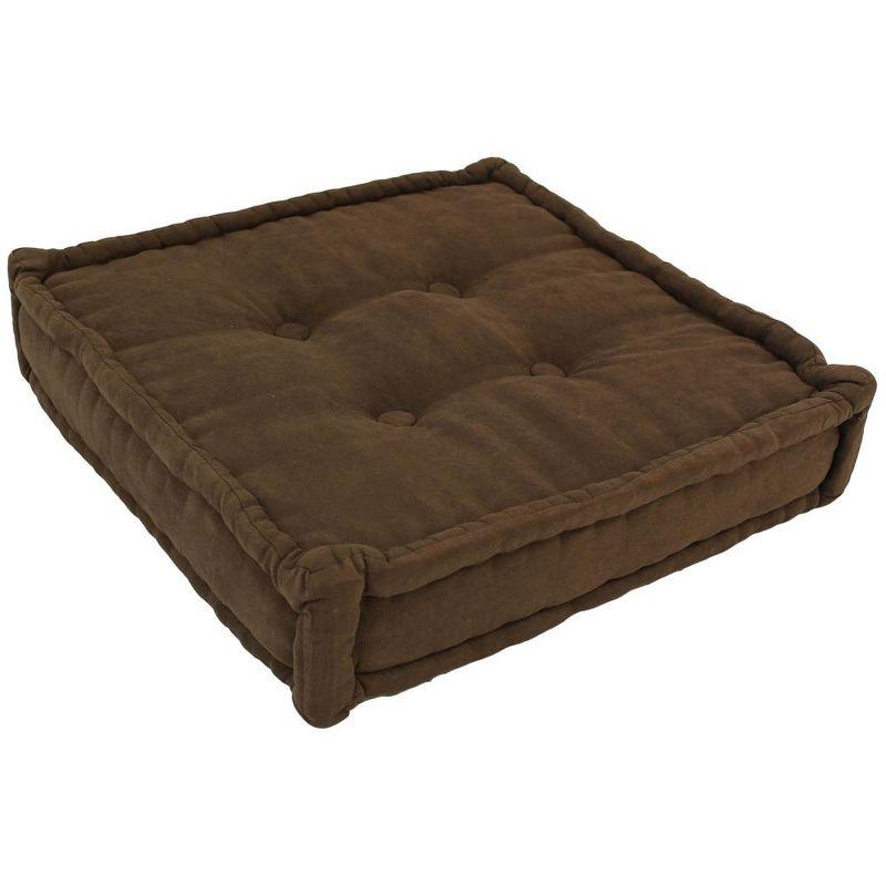 Chocolate Button-Tufted Microsuede Square Floor Pillow, 20"