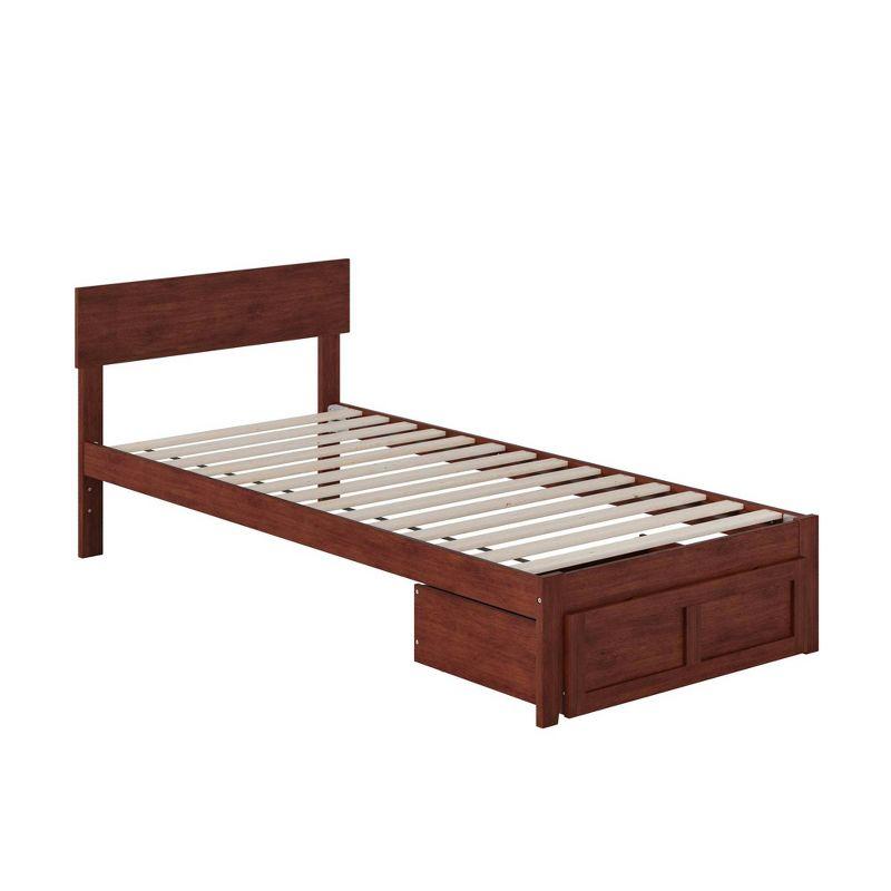 Boston Twin Wood Frame Upholstered Bed with Headboard Drawer