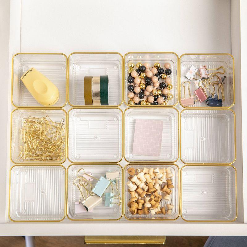 Thomas Martha Stewart Plastic Stackable Office Desk Drawer Organizers with Metallic Trim, 3" x 3"