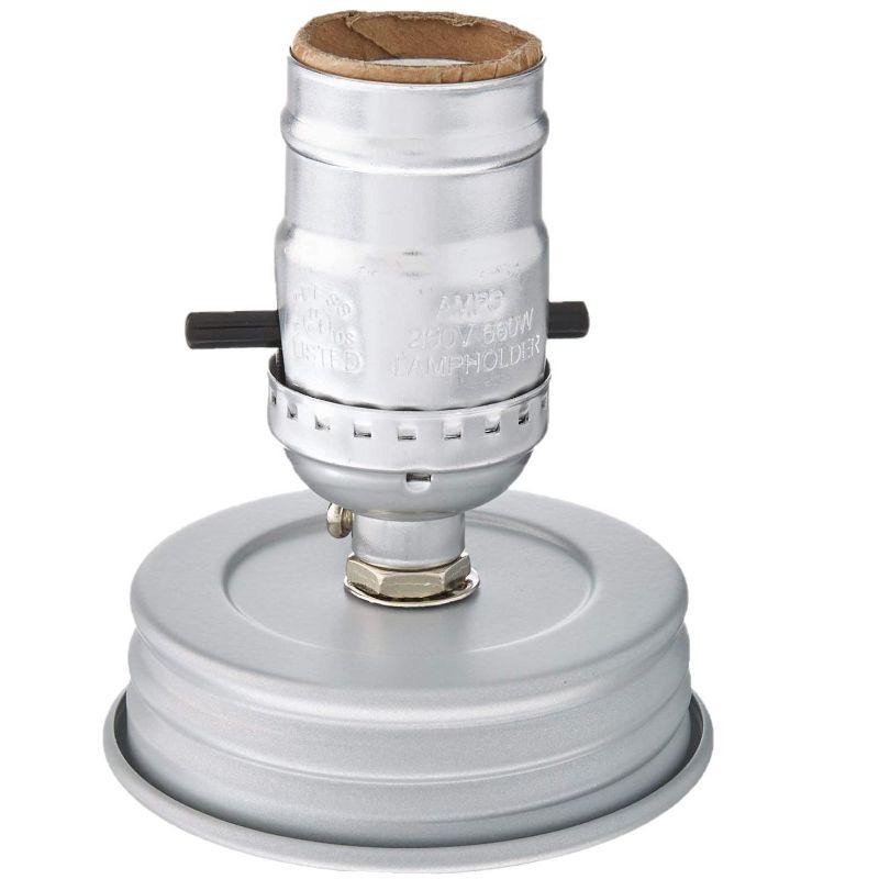 Darice Silver Cleveland Vintage Lighting Silver Canning Jar Light Bulb Lamp Adapter