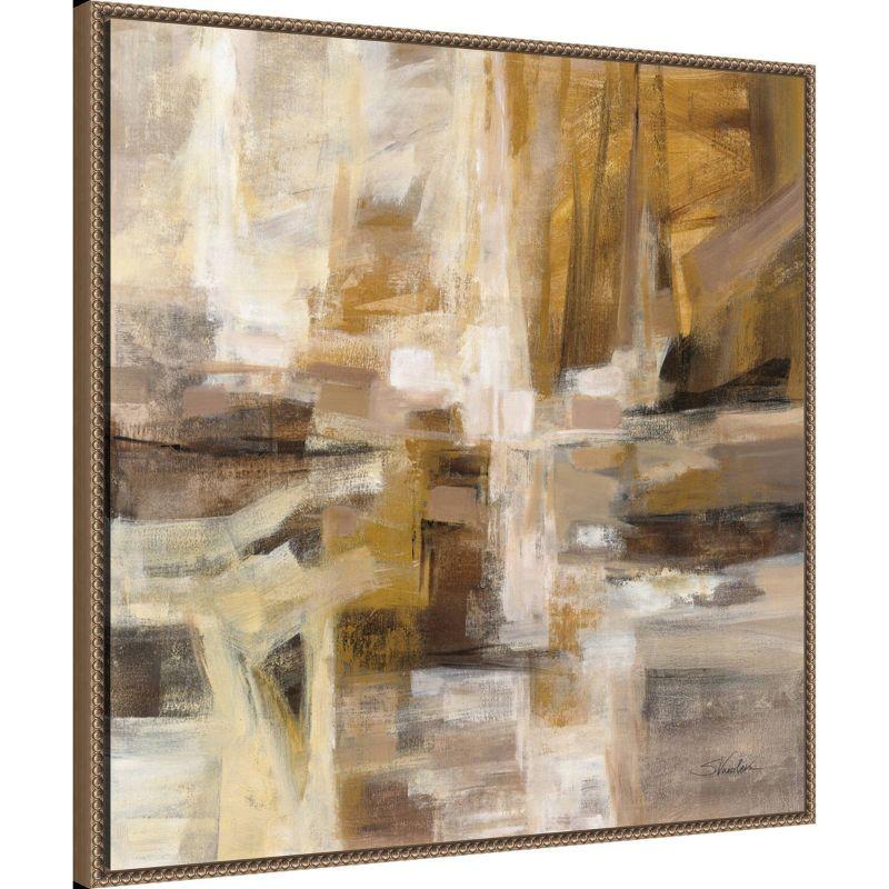 30"x30" October Sunshine by Silvia Vassileva - Amanti Art: Modern Abstract, Stretched Canvas, Brown Frame