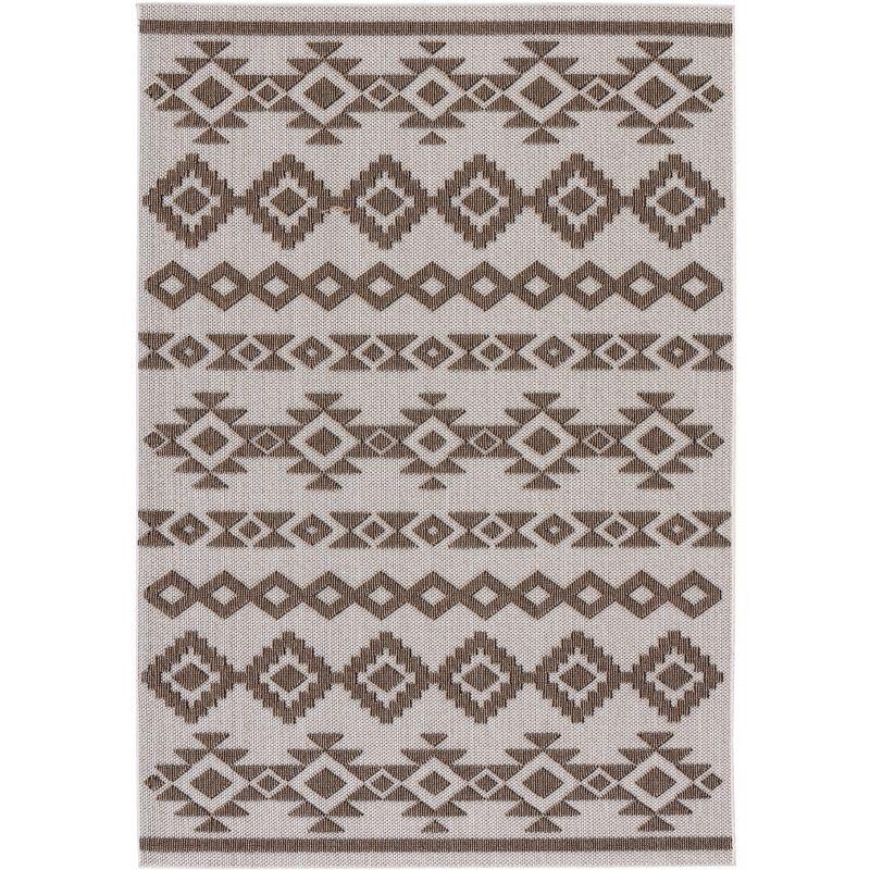 Global Beige and Dark Beige 4' x 6' Synthetic Flat Woven Reversible Rug