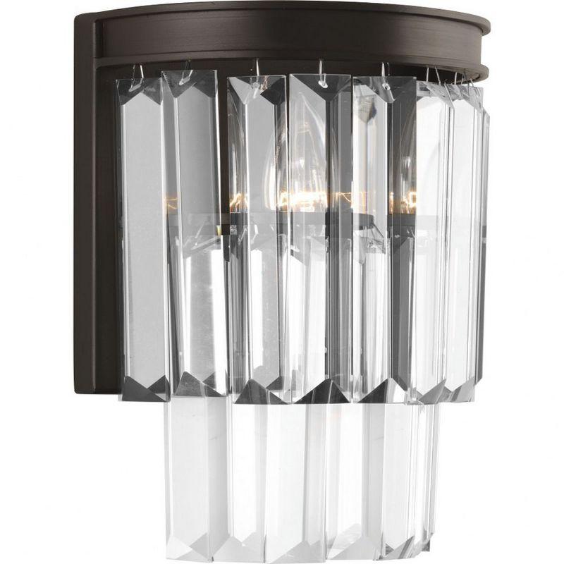 Progress Lighting Glimmer 2-Light Wall Sconce, Antique Bronze, Prismatic Glass Shade