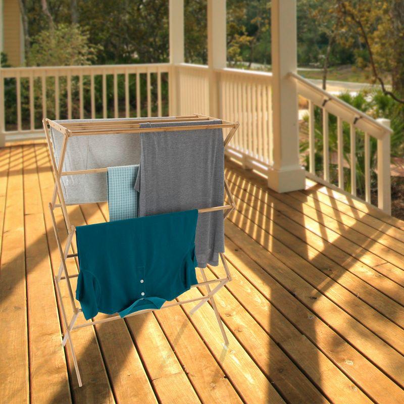 Hastings Home Portable Ecofriendly Wooden Clothes Rack for Indoor/Outdoor Drying - Brown