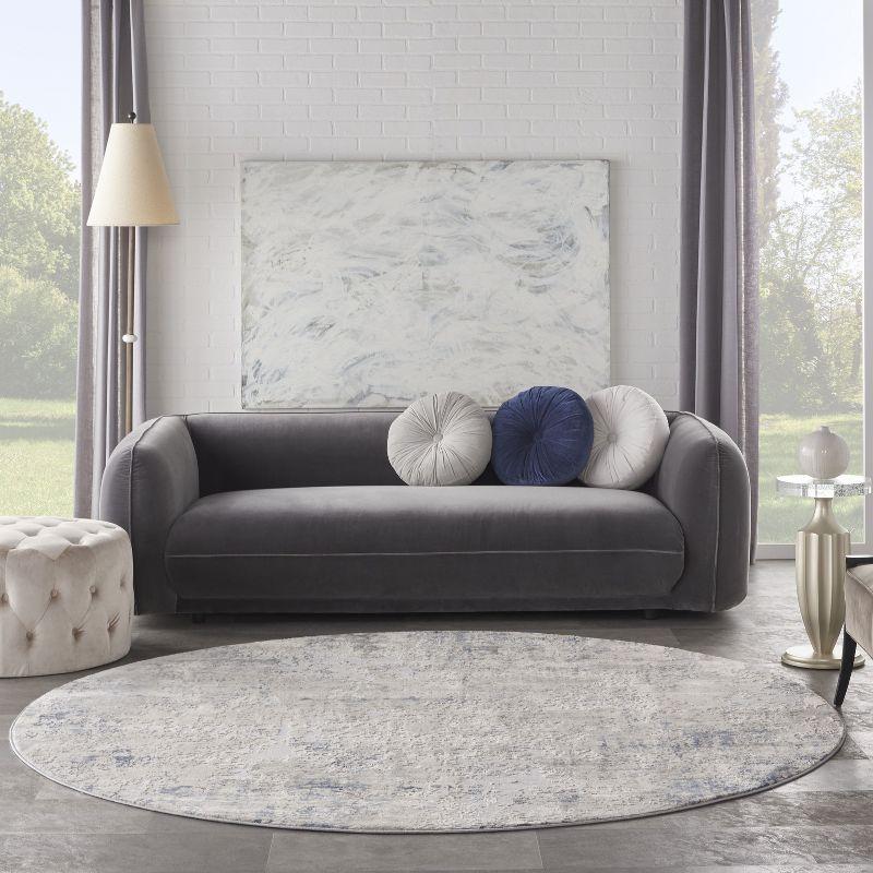 Nourison Rustic Textures Modern Indoor Area Rug Ivory Grey Blue 7'10" x round