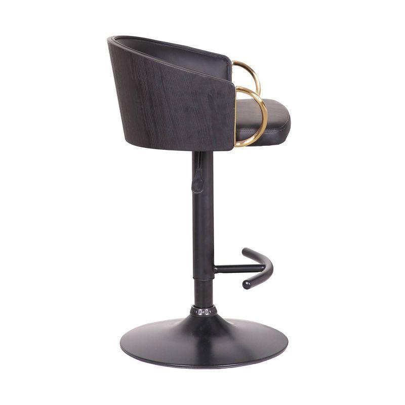 Solstice Adjustable Swivel Barstool Black - Armen Living: Modern Faux Leather Upholstery, Foam Filled, Steel Frame