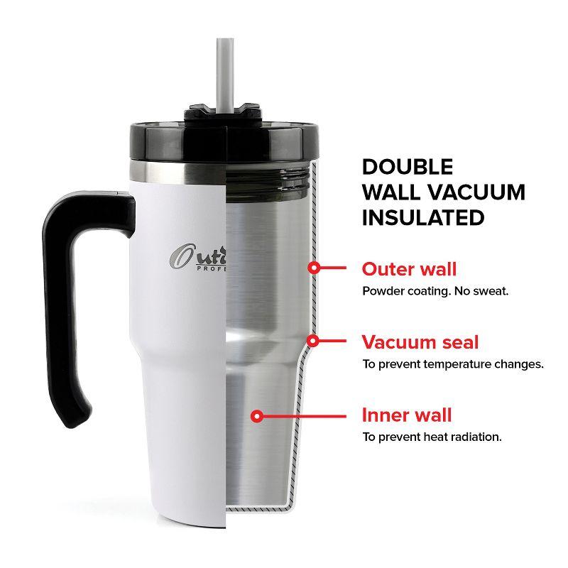 Outdoors Professional 20-Oz. Stainless Steel Double-Walled Insulated Tumbler with Straw