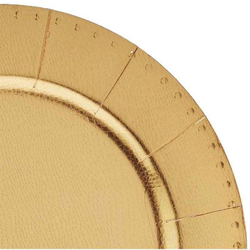 Silver Spoons Elegant Disposable Beaded Charger Plates for Party, Heavy Duty Disposable Dinner Set, 13”, Gold (10 PC)