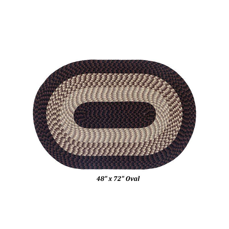 48" x 72" Alpine Collection Chocolate Stripe Reversible Indoor Area Utility Oval Rug - Better Trends