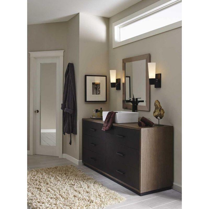 Zura Black Zinc 1-Light Bath & Vanity Fixture with Opal Glass Shade