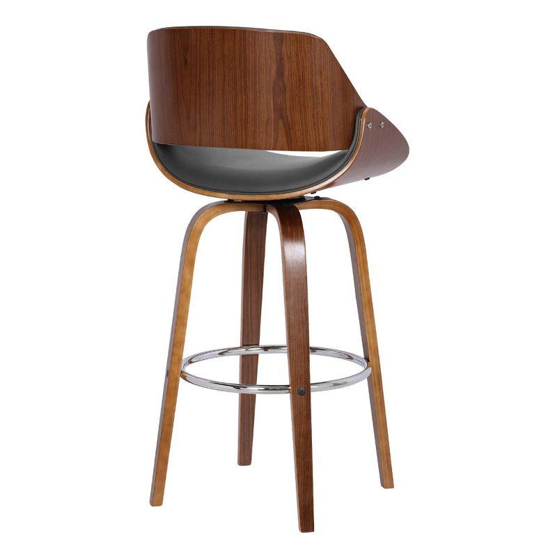 26" Mona Contemporary Counter Height Barstool Walnut/Gray - Armen Living: Swivel, Chrome Footrest