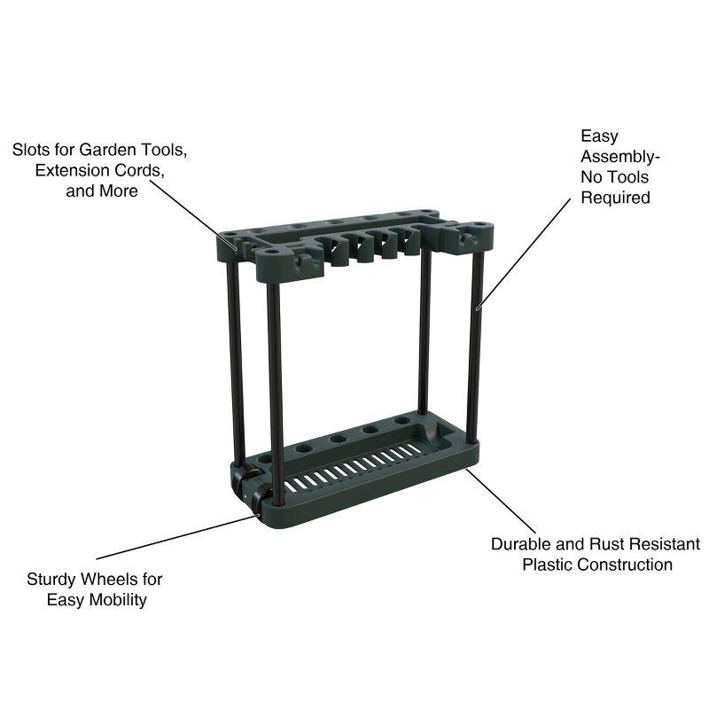 Garden Tool Organizer - Portable Rolling Utility Rack with Wheels Holds 40 Yard Tools and Broom Holder - Garage Organizers and Storage by Stalwart