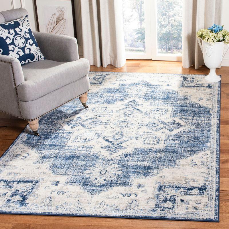Brentwood BNT865 Power Loomed Indoor Area Rug - Ivory/Navy - 6'x9' - Safavieh