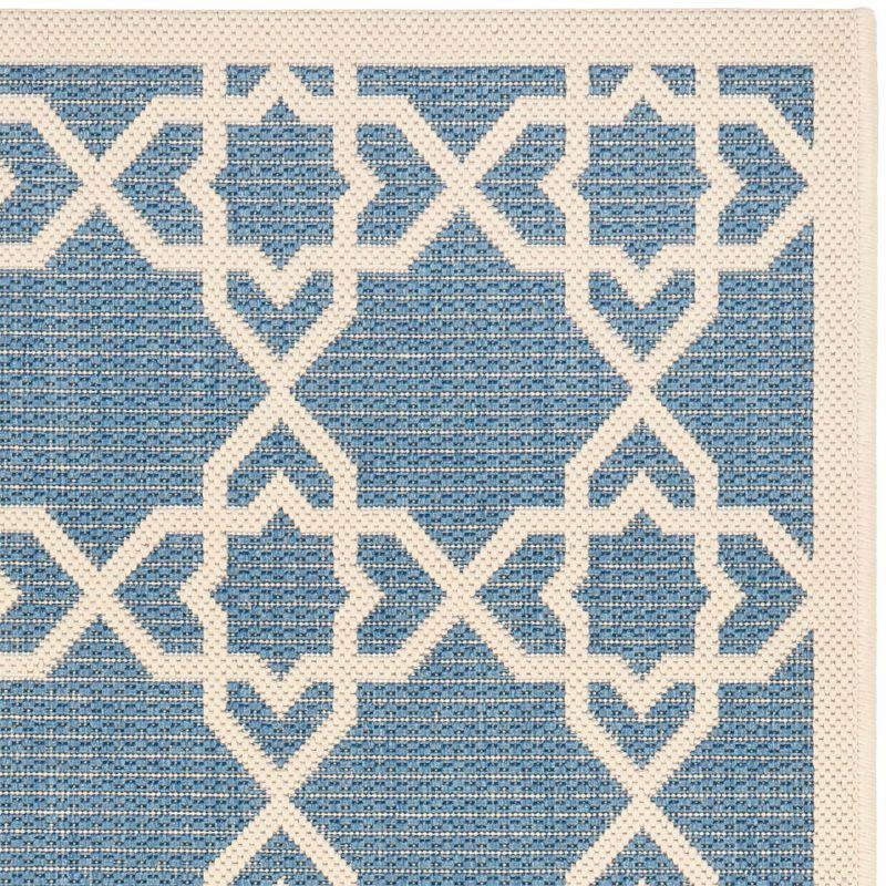 Courtyard CY6032 UV & Stain Resistant Non-Shedding Power Loomed Indoor/Outdoor Runner Rug - Blue/Beige - 2'3"x12' - Safavieh