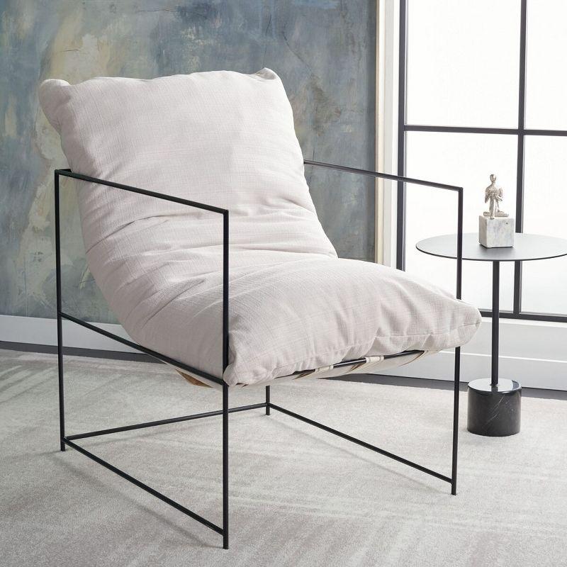 Portland Pillow Top Accent Chair - ACH4511 - Ivory/Black - Safavieh